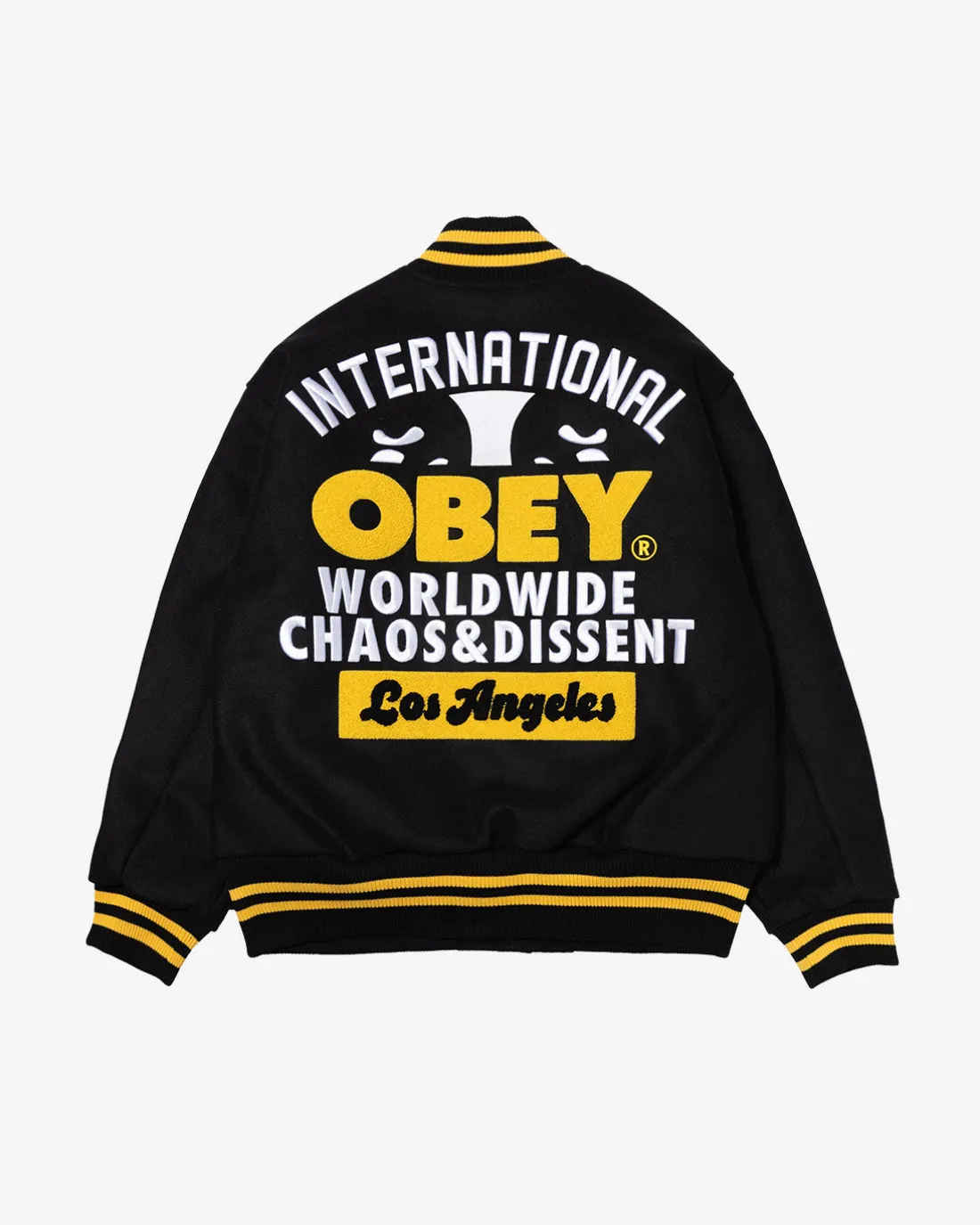 LOS ANGELES INTERNATIONAL VARSITY JACKET*OBEY Clothing Sale