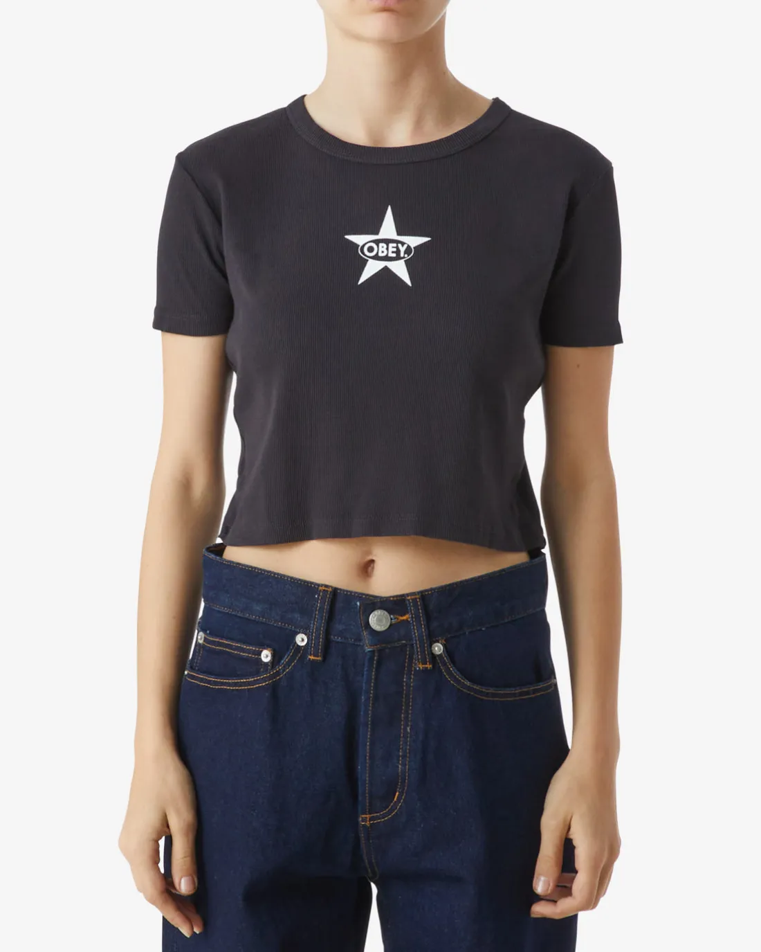 OBEY STAR CROPPED RIB T-SHIRT*OBEY Clothing Outlet